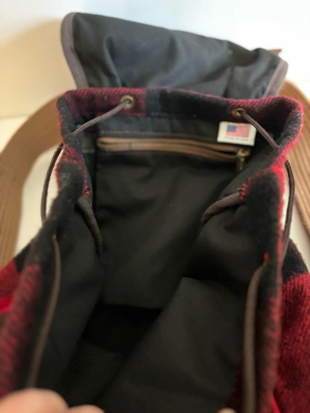 Woolrich X Frost River Backpack-Wool Red Buffalo Plaid & Leather-Made in USA
